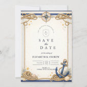 Nautischer Kompass-Anker-Hochzeit Save The Date (Vorderseite)