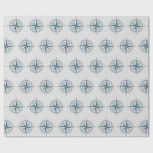 Nautischer Kompass auf Grau Geschenkpapier (Flach)