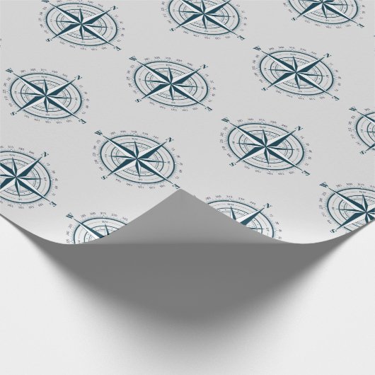 Nautischer Kompass auf Grau Geschenkpapier (Ecke)