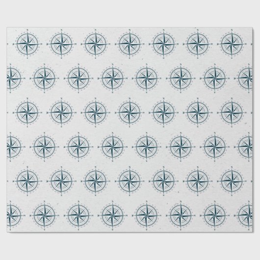 Nautischer Kompass auf texturiertem Grau Geschenkpapier (Flach)