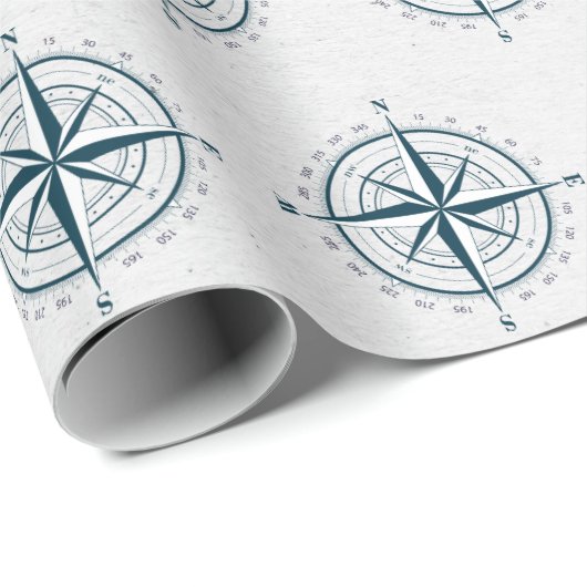 Nautischer Kompass auf texturiertem Grau Geschenkpapier (Rolleneckpunkt)