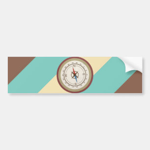 Nautischer Kompass auf Vintagem Retro-Blauer Creme Autoaufkleber