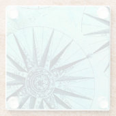 Nautischer Kompass cool blau Glasuntersetzer (Rückseite)