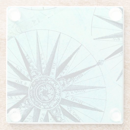 Nautischer Kompass cool blau Glasuntersetzer (Rückseite)