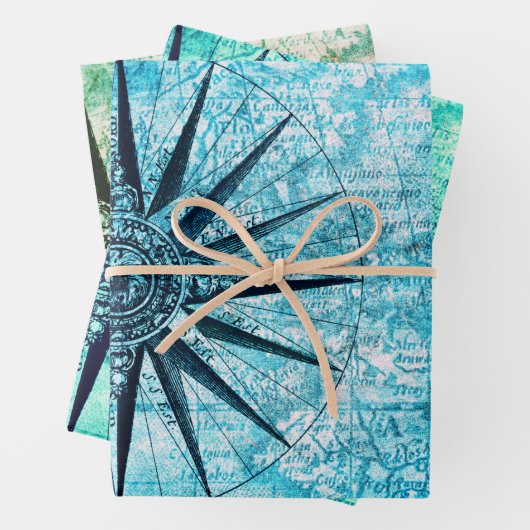 Nautischer Kompass Geschenkpapier Set (Beispiel)