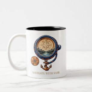 Nautischer Kompass-Kaffeebecher Abenteuer-Geschenk Zweifarbige Tasse