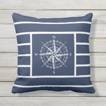Nautischer Kompass Navy Blue Stripes