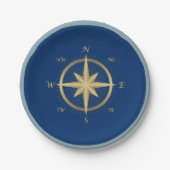 Nautischer Kompass Pappteller (Vorderseite)