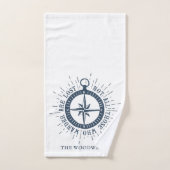 Nautischer Kompass und Zitat Personalisierter Fami Badhandtuch Set (Handtuch)