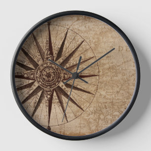 Nautischer Kompass Vintage Karte Reise Uhr