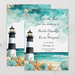 Nautischer Leuchtturm-Empfang Save The Date