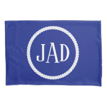 Nautischer Monogramm Navy Blue White Rope Circle