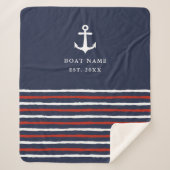 Nautischer Name Anchor Stripes Navy Blue Sherpa Sherpadecke (Vorderseite)