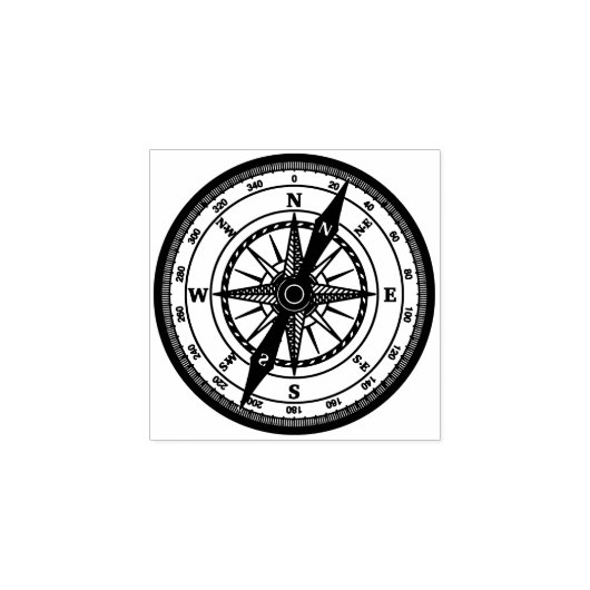 Nautischer Navigationskompass 1x1 Gummistempel (Prägung)
