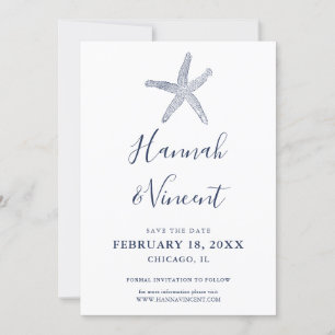 Nautischer Navy-Seestern Save-the-Date-Karte Save The Date