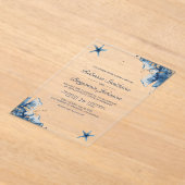 Nautischer Navyblauer Seestern-Hochzeit Acryleinladungen (Ablage )