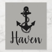 nautischer Not leidender ANCHOR und Seil | Weinetikett (Einzelnes Label)