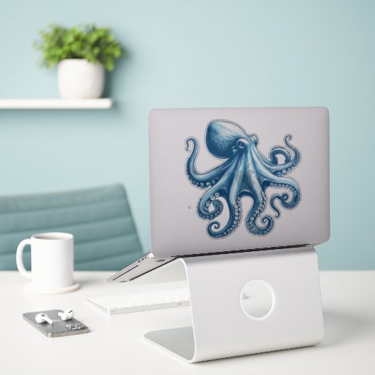 Nautischer Oktopus, kundenspezifisch geschnitten V Aufkleber (Laptop auf Schreibtisch)