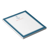 Nautischer Personalisierter Notepad, Blue Anchor Notizblock (angewinkelt)