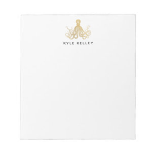 Nautischer Personalisierter Notepad, Gold Octocpus Notizblock