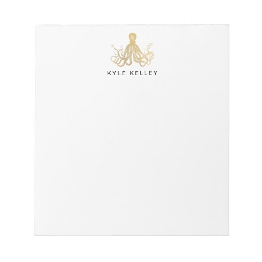 Nautischer Personalisierter Notepad, Gold Octocpus Notizblock (Vorderseite)