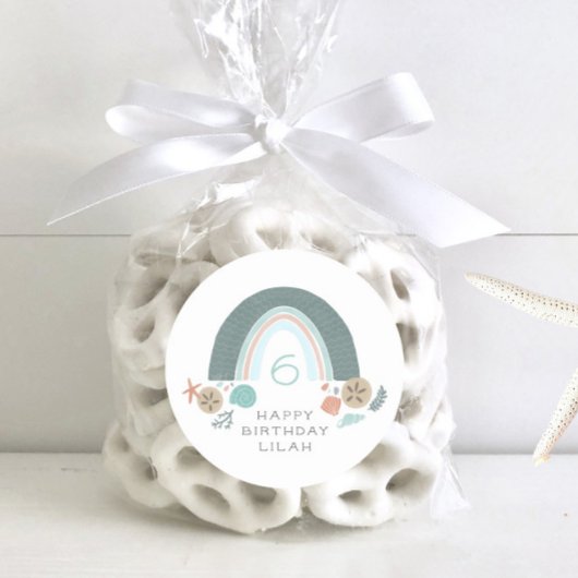 Nautischer Regenbogen unter dem Meer Geburtstag Runder Aufkleber