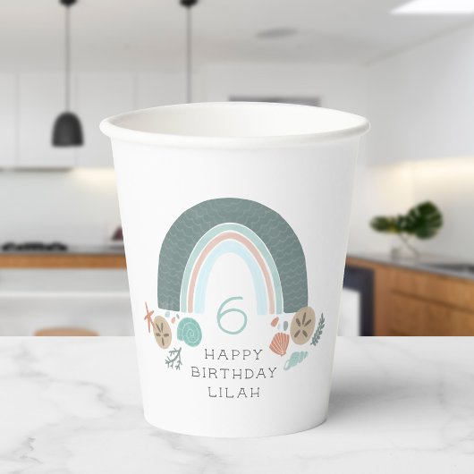 Nautischer Regenbogen unter dem Meer Seashell Gebu Pappbecher