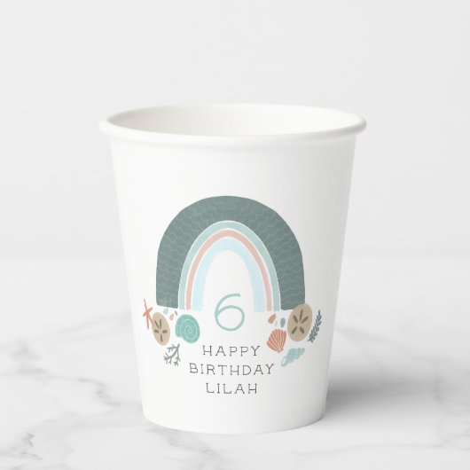 Nautischer Regenbogen unter dem Meer Seashell Gebu Pappbecher (Vorderseite)