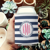 Nautischer rosa Streifen und Navy Anchor Personali Dosenkühler