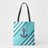 Nautischer rostiger Anker/Marineknoten/Aqua/weißer Tasche (Vorderseite)