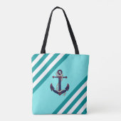Nautischer rostiger Anker/Marineknoten/Aqua/weißer Tasche (Rückseite)