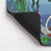 Nautischer rostiger grauer Anker/Algen/Muscheln/Se Mousepad (Ecke)