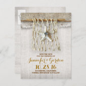 Nautischer rustikaler Strand Save the Date Postkar Ankündigungspostkarte (Vorne/Hinten)