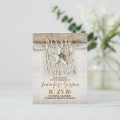 Nautischer rustikaler Strand Save the Date Postkar Ankündigungspostkarte (Stehend Vorderseite)