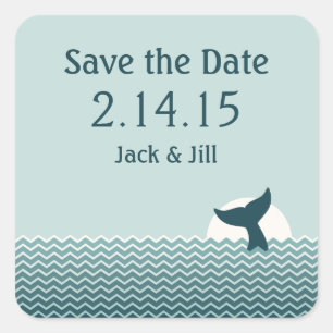 Nautischer Schwanz Save the Date Quadratischer Aufkleber
