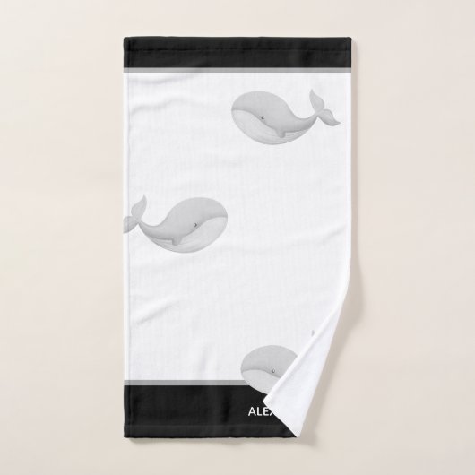 Nautischer Schwarz-weißer und Grauwal Badhandtuch Set (Handtuch)