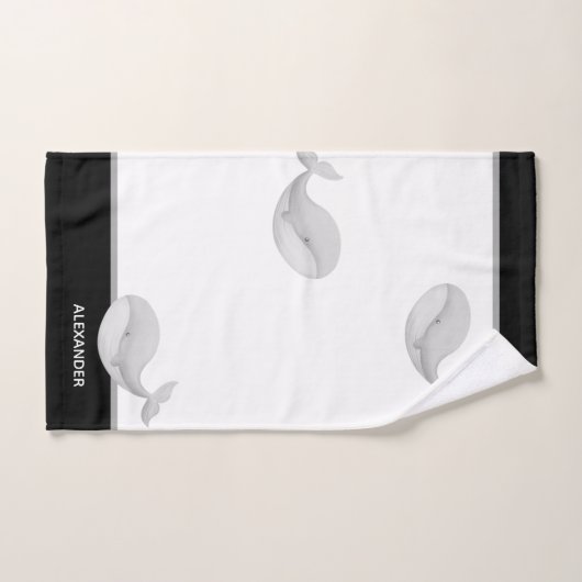 Nautischer Schwarz-weißer und Grauwal Badhandtuch Set (Handtuch)