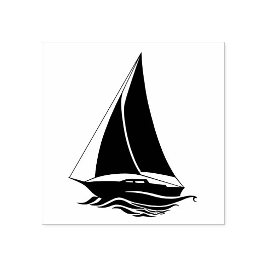 Nautischer schwarzer Anker/Segelboot Silhouette au Gummistempel (Prägung)