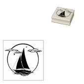 Nautischer schwarzer Anker/Segelboot Silhouette/So Gummistempel (Stempel)
