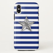 Nautischer Silberstern auf Mustern für Navy Stripe Case-Mate iPhone Hülle (Rückseite)