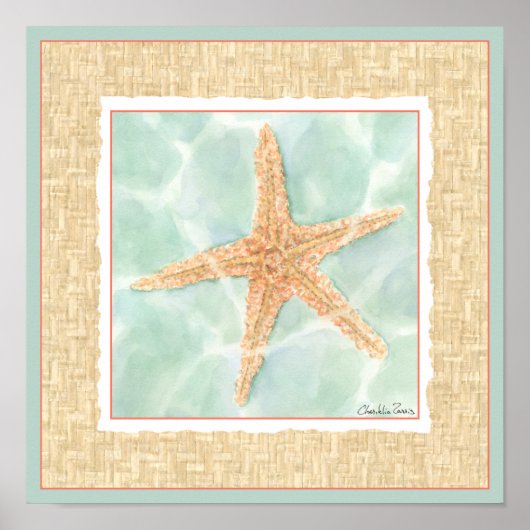 Nautischer Starfish im Wasser Poster (Vorne)