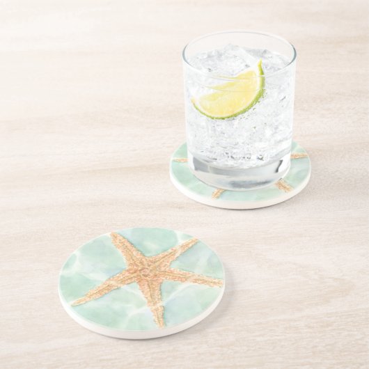 Nautischer Starfish im Wasser Sandstein Untersetzer (Seite)