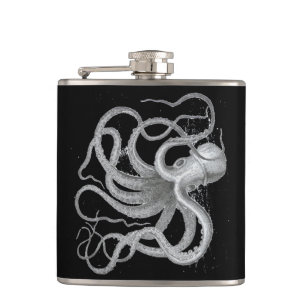 Nautischer Steampunk-Oktopus Vintage-Kraken-Zeichn Flachmann