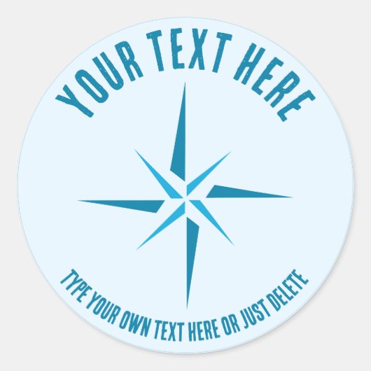 Nautischer Stern. Kompass-Rose. Vorlage für Sailor Runder Aufkleber (Vorderseite)