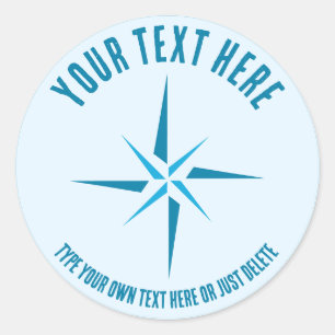 Nautischer Stern. Kompass-Rose. Vorlage für Sailor Runder Aufkleber