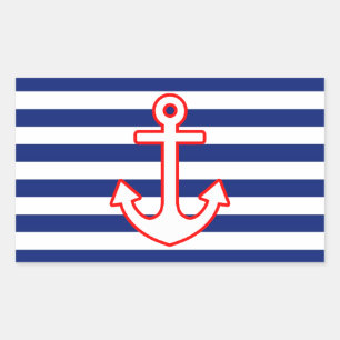 Nautischer Stilkern auf Streifen-Dekoration Rechteckiger Aufkleber