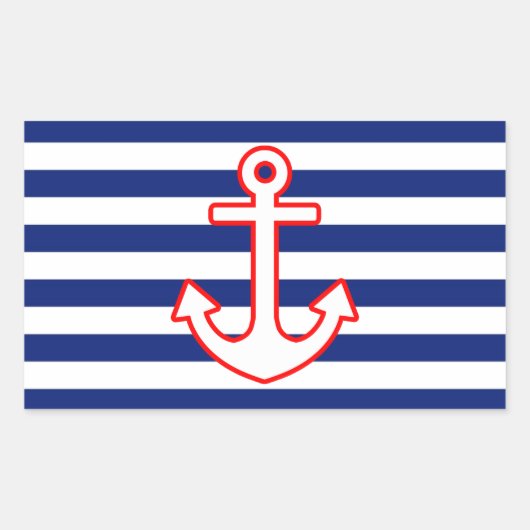 Nautischer Stilkern auf Streifen-Dekoration Rechteckiger Aufkleber (Vorderseite)
