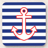 Nautischer Stilkern auf Streifen-Dekoration Untersetzer (Vorderseite)