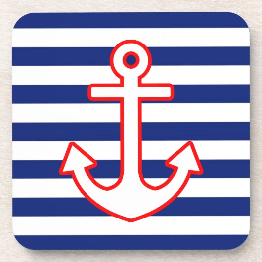 Nautischer Stilkern auf Streifen-Dekoration Untersetzer (Vorderseite)