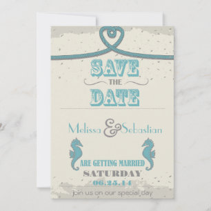Nautischer Strand Herz Knoten Save-the-Date Save The Date